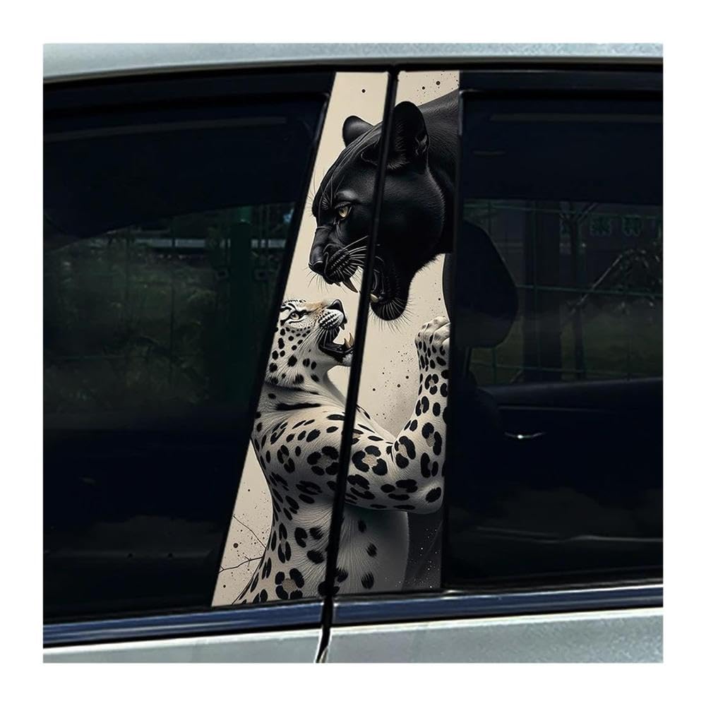Decorative Items 2PCS Animal Tiger Fox Lion Car Center Pillar Sticker B Pillar Protective Film Decoration(F)