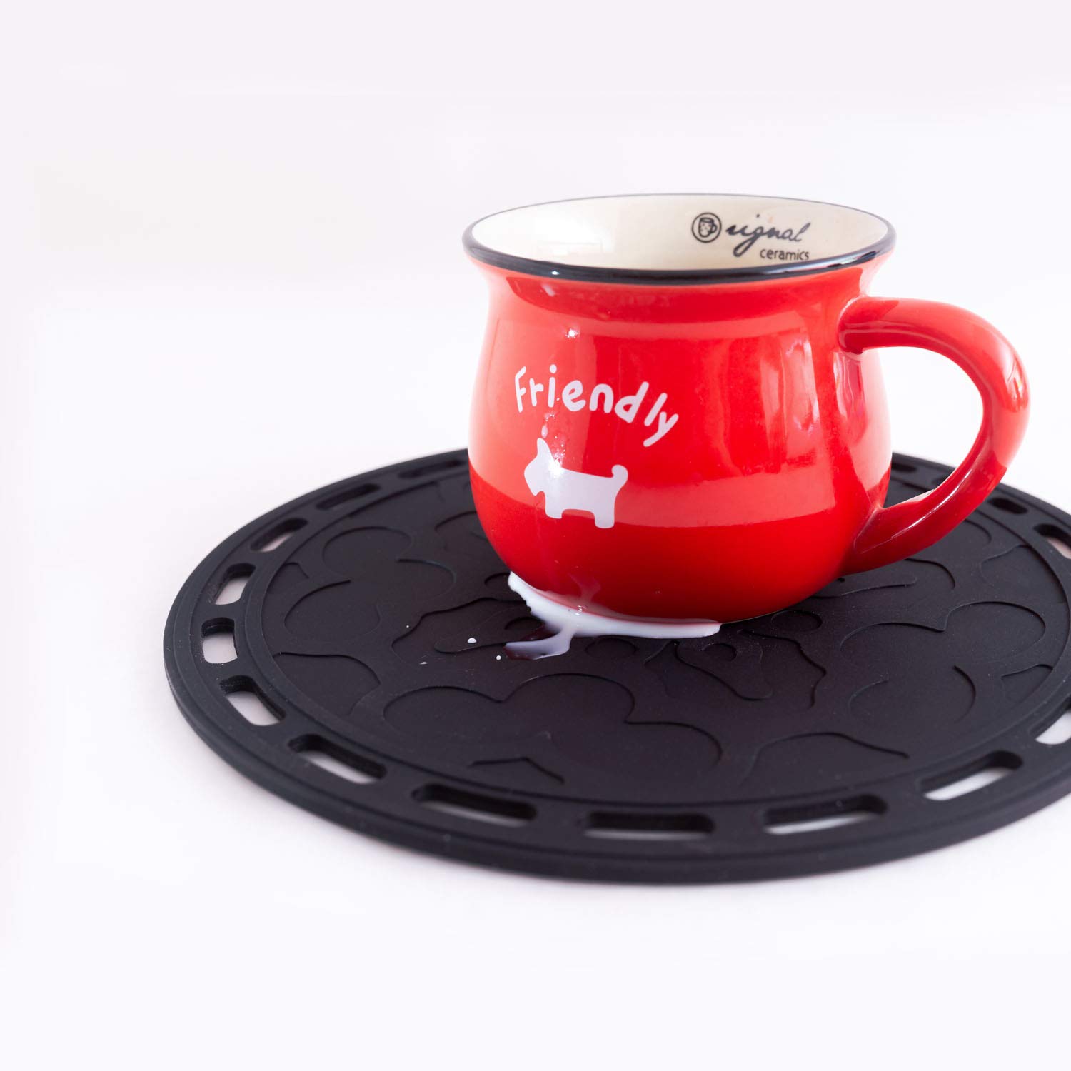 Sottopentola in silicone, 20 cm, multiuso, rotondi, resistenti al calore, antiscivolo, flessibile, durevole, per piatti, piani di lavoro, tavoli, set di 3 (nero