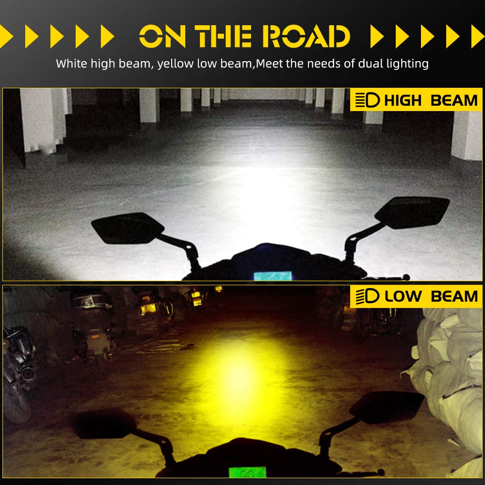10 Pack Moto LED Phares De Moto Ampoules Deux Tons Haut Bas Faisceau Antibrouillards pour ATV Scooter Vélo Électrique Phare 12v 24v,H6
