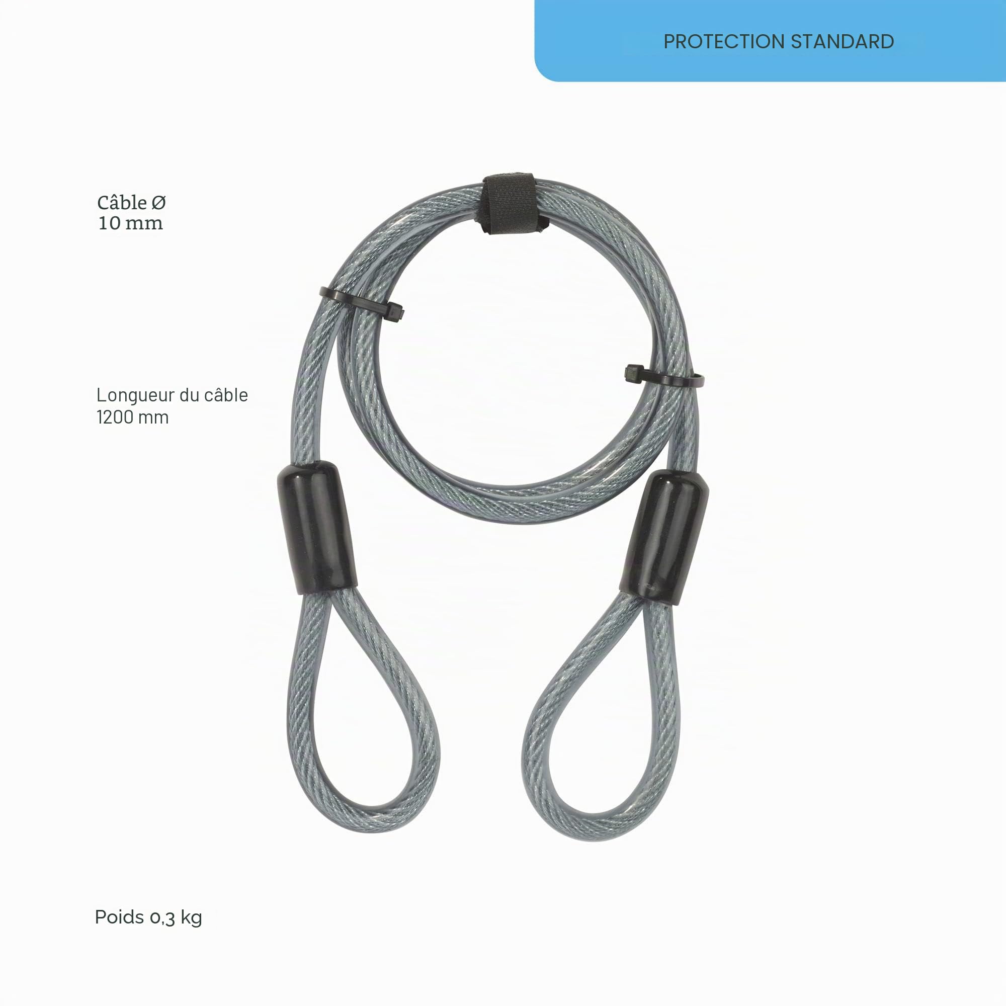 Câble Antivol Spiralé Double Boucle 10 Mm – Longueur 120 Cm Ou 210 Cm Pour Vélo Et Portail