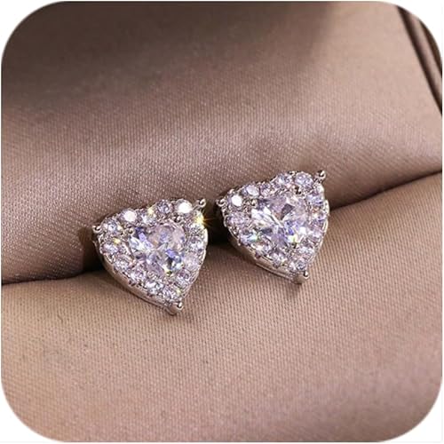 Heart Diamond Earrings for Women Hypoallergenic Round Square Synthetic Cubic Zirconia Jewelry Valentines Day Gifts for her