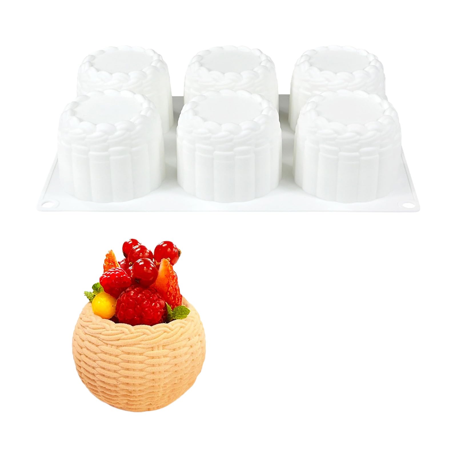 Xitea Multicolor Multi-Purpose Moulds Made Of Flexible Silicone With 6 Cavities Flower Basket For Baking Mousse Cake Chocolate Candles Projects Artistic Dessert Baking Mould