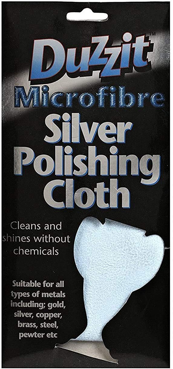 Duzzit Silver 2 X Multipurpose Microfibre Polishing Cloth, Machine Washable, 27.6 X 12.6 X 1.2 Cm