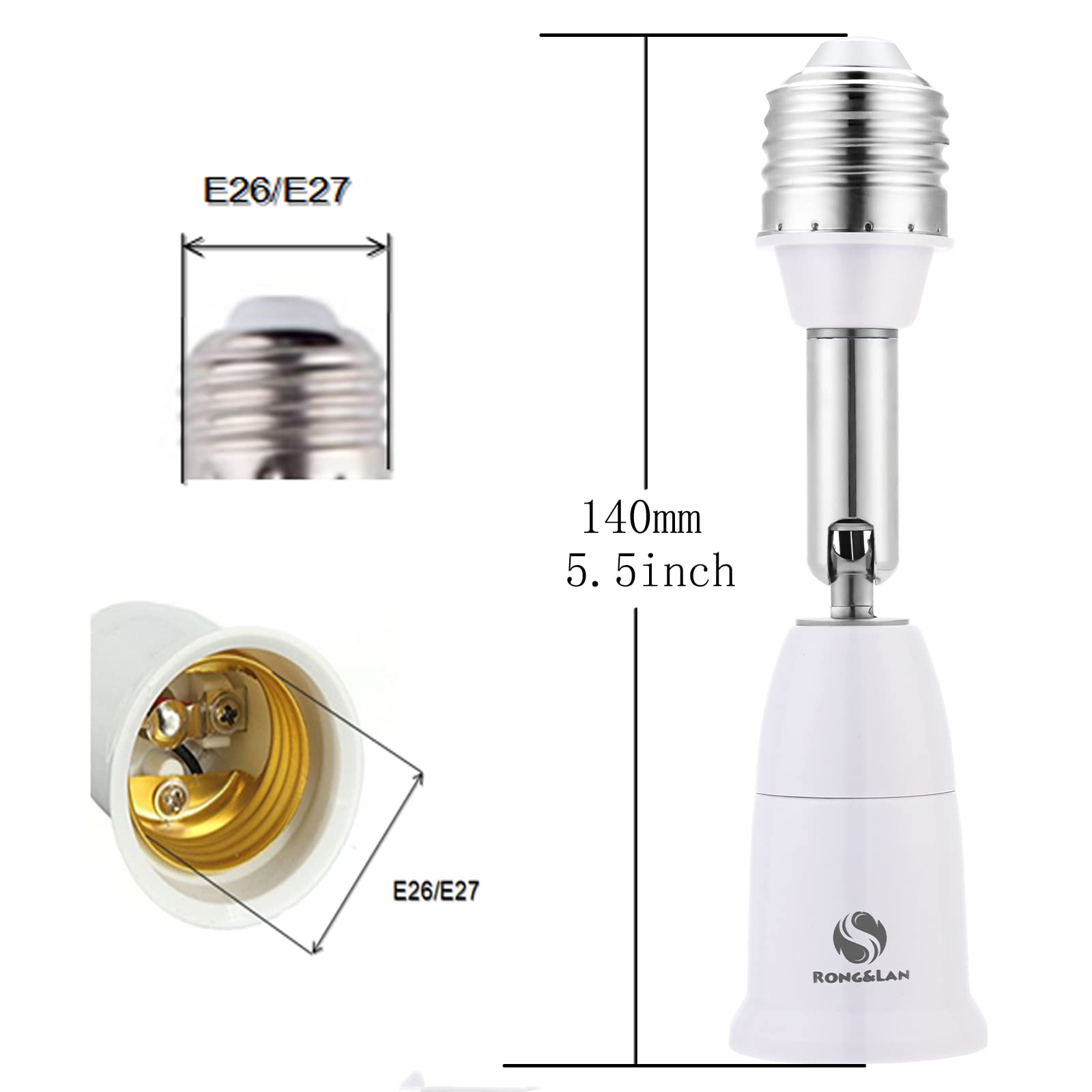 Lantern And Light Socket Extension Rod TWDRTDD E26 To E26 Socket