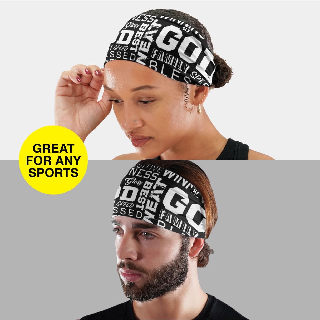 SLEEFS Sweat Bands Headbands Men & Women - Cooling Sports Mens Headband for Running, Football, Basketball, Cycling, Workout - Sweat Moisture Wicking Head Band Stretch Fit, Non-Slip Design - One Size