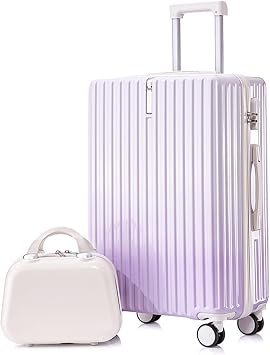 Suitcase Gradient Color Suitcase Unisex Trolley Case Large Capacity Password Universal Wheel SuitcasePurple and White,28IN_Style 2