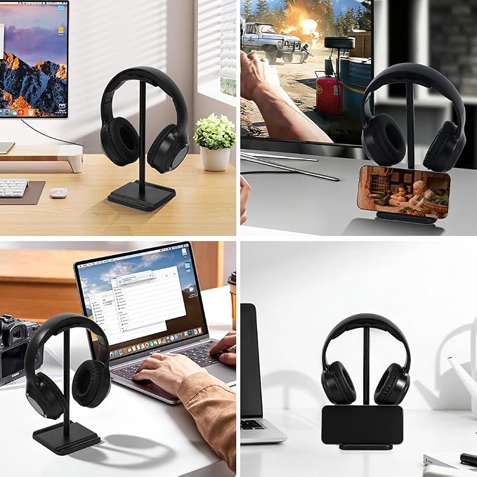 Soporte para auriculares con base antideslizante y soporte móvil miniatura 5