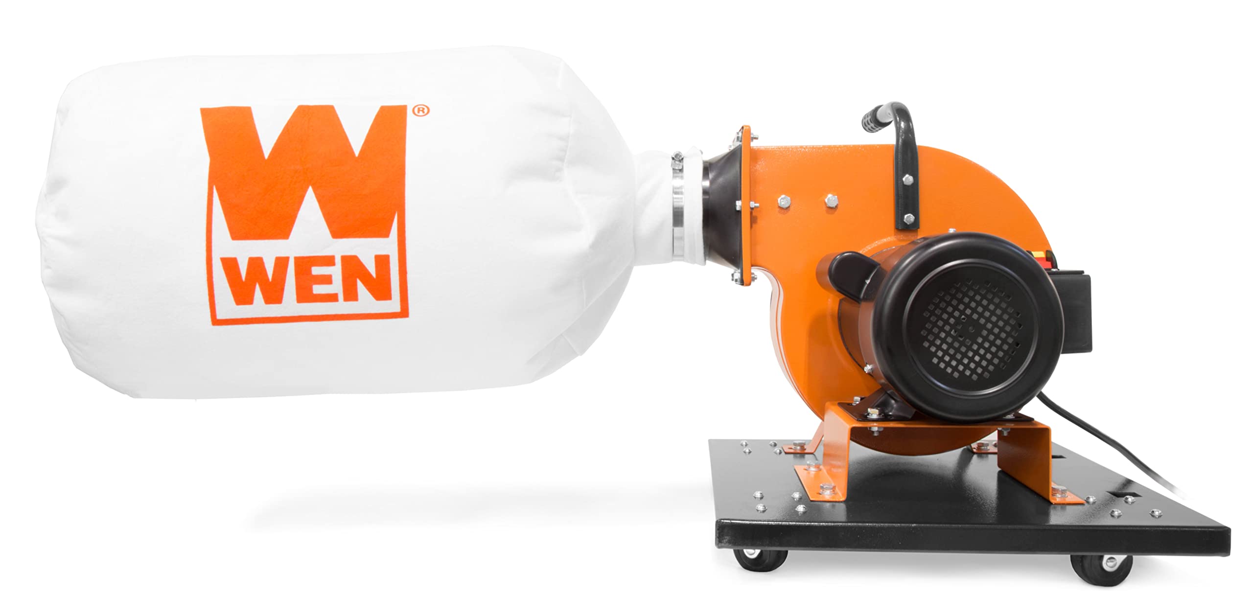 WEN DC3474 Colector de polvo rodante de 7,4 amperios con motor de inducción, bolsa de 15 galones y soporte de pared opcional