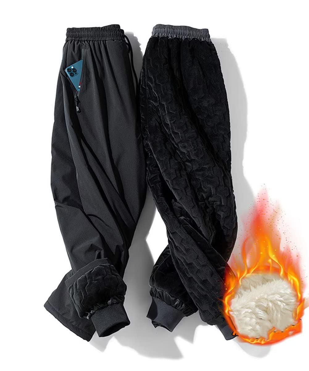Pantalon Polaire pour Hommes Joggers Hiver Thermique Pantalon Chaud Pantalon de survêtement Bas de Jogging pour la Course Fitness Workout Casual