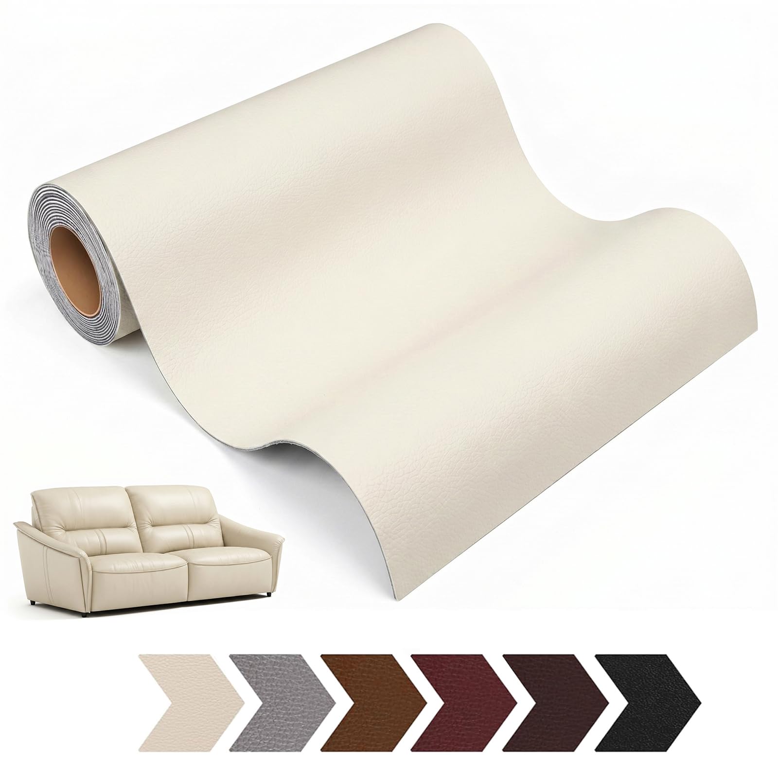 Kunstleder Selbstklebend, 43 x 200cm Leder Patch Selbstklebend, Kunstleder Reparaturset, Leder Reparatur Patch, Leather Adhesive Covers Reparaturset für Sofas, Handtaschen, Autositze (Beige)
