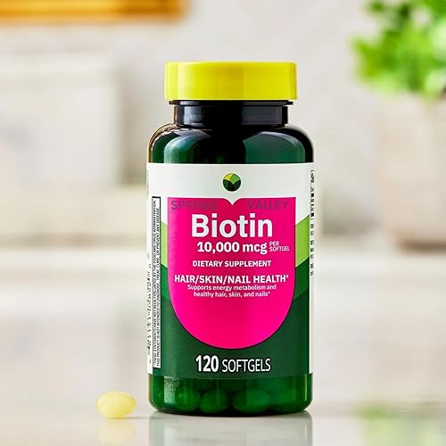 Miniatura 4 de Biotin Suplemento dietético para la salud del cabellopiellas uñas, cápsulas blandas, Spriing Vallley, 10,000 mcg, 120 unidades (paquete de 1)