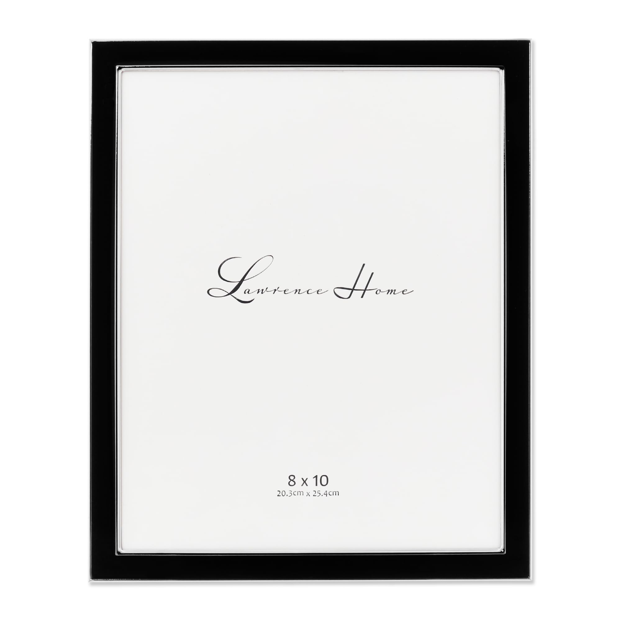 Lawrence Frames Silver Plated Metal with Black Enamel Picture Frame, 8x10