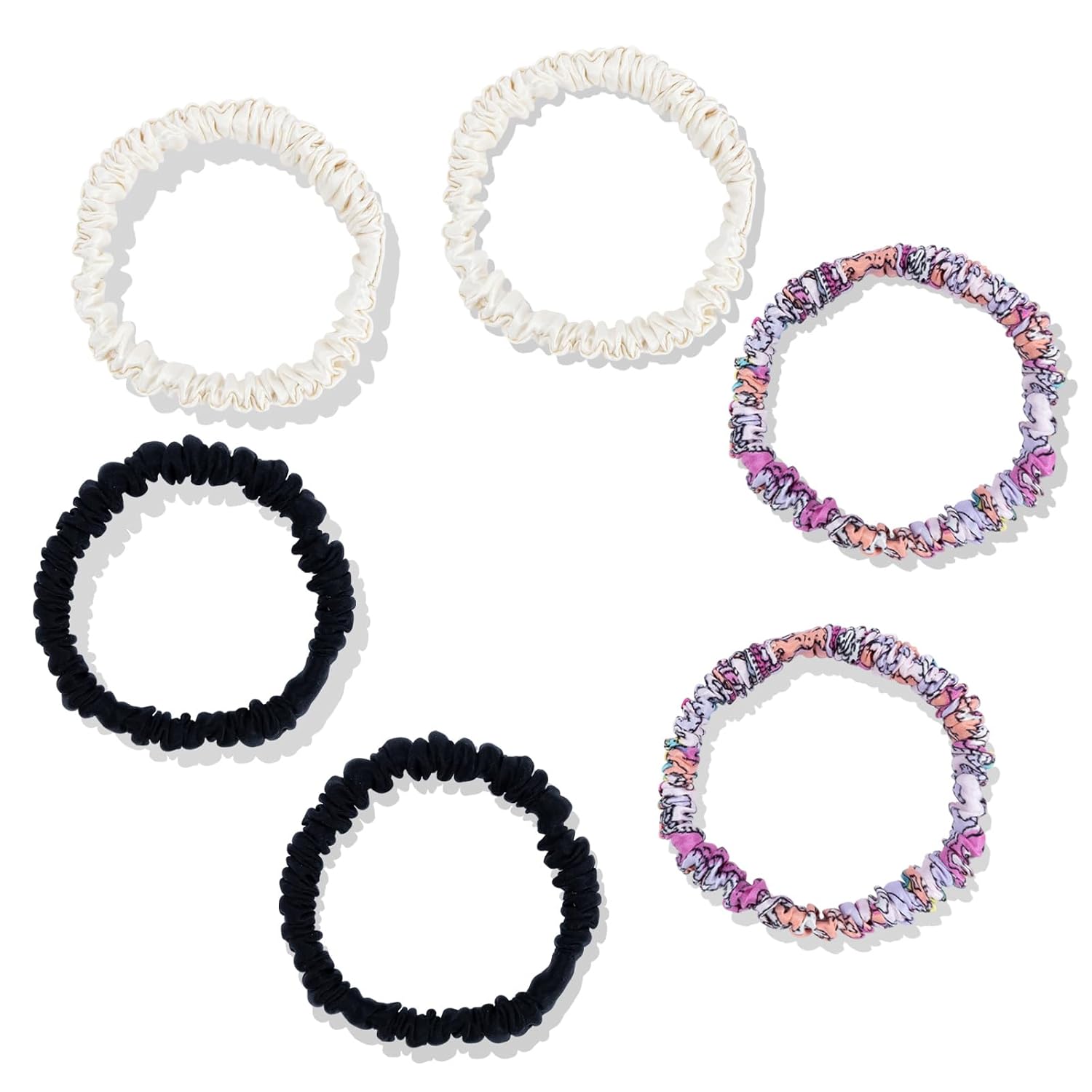 Byitre 6PCS 100% Natural Silk Hair Ties(Combination 1)