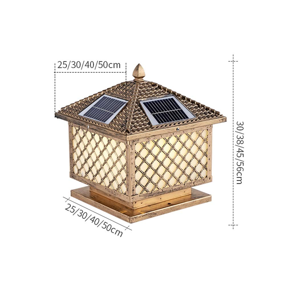 Vintage-Solar-Fernbedienung, zweifarbig, quadratisch, Gitter, Pfad, Außen-Säulenbeleuchtung, Innenhof-Tür-Fackel, Dekoration, Pfosten, Säulentor, Terrasse, Garten, Beleuchtung, Stumpenlaterne