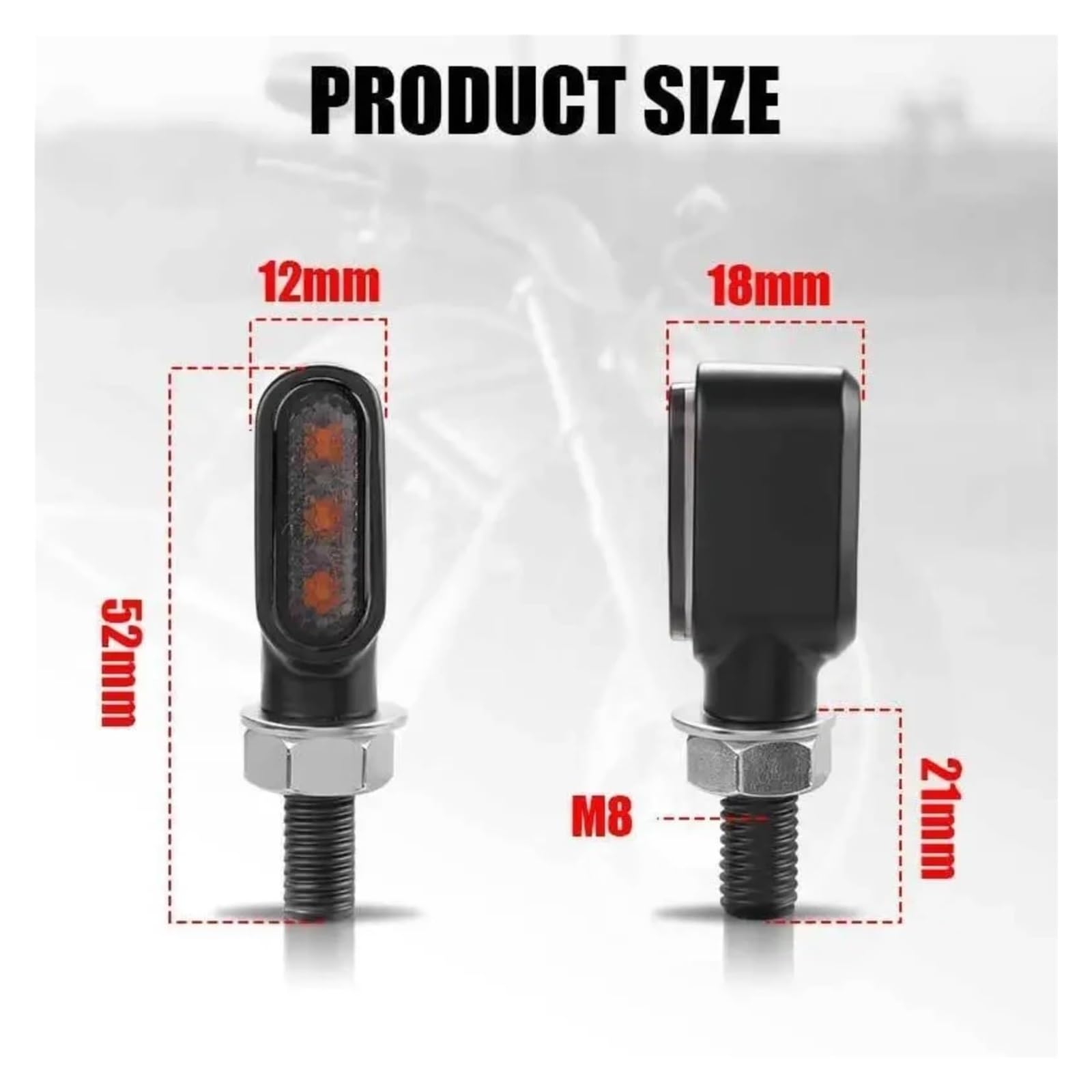 Indicatore Direzione Anteriore Moto Indicatori di Direzione Luci Frecce Lampeggianti Fanali per 12V 8mm Svolta Lampadine(3Light -4 PCS)