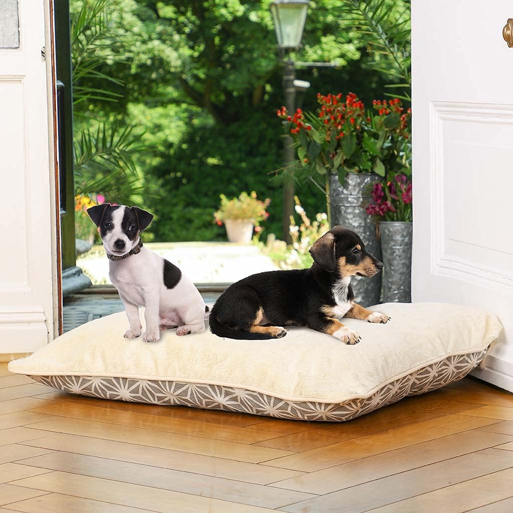 Large Dog Bed with Deep Fill Grey - 90 x 75 cm - Machine Washable