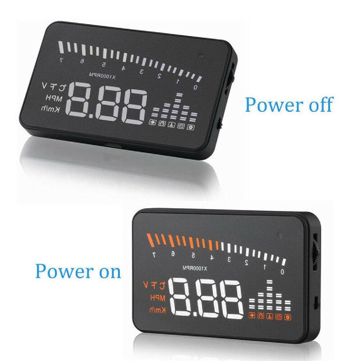 HUD Voiture OBD2/GPS - Affichage Vitesse Alerte Survitesse - Ecran Pare-brise Clair