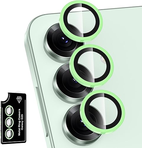 Miniatura 60 de Protector de lente de cámara para Samsung Galaxy S25 FE, cubierta individual de lente de vidrio templado con anillo de metal, [fuerte adsorción]