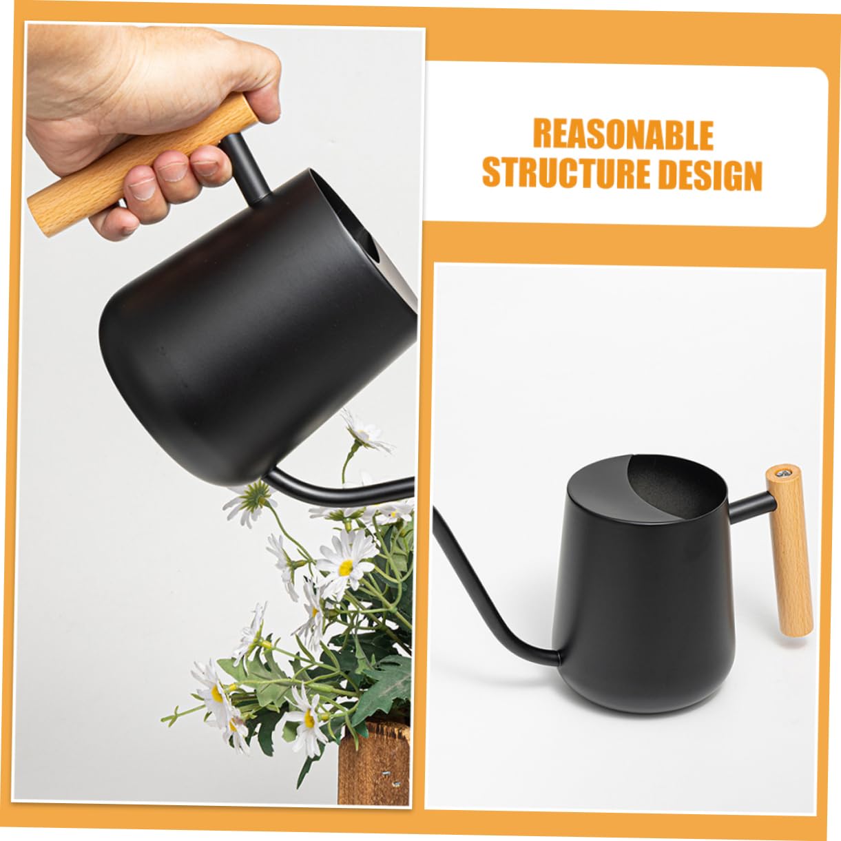 Arrosoir Acier Inoxydable avec Bec Long et Poignée Ergonomique pour Plantes Intérieur et Extérieur pour Jardinage et Arrosage de Fleurs
