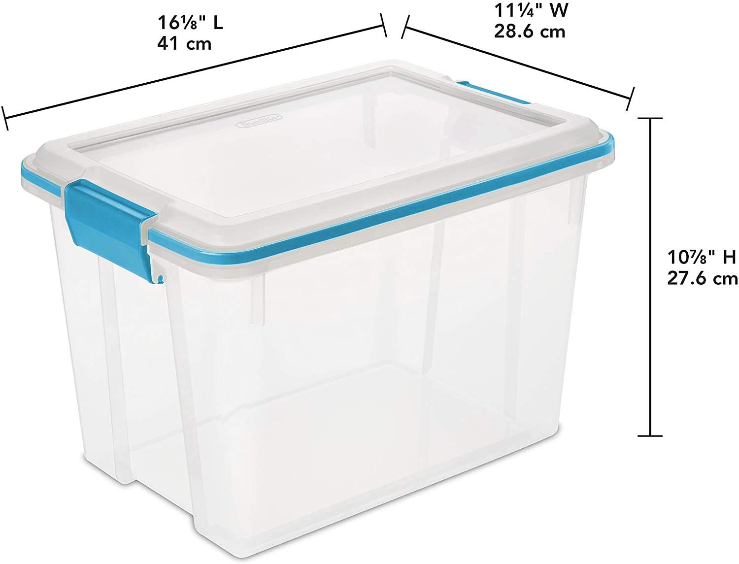 Sterilite 19324306 20 Quart/19 Liter Gasket Box, Clear with Blue Aquarium Latches and Gasket, 6-Pack