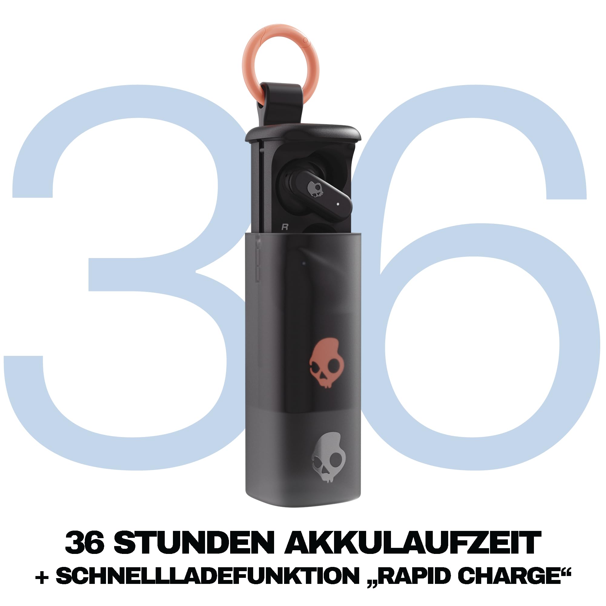 Skullcandy Dime Evo In-Ear Wireless-Kopfhörer, 36 Std. Akkulaufzeit, Mikro, kompatibel mit iPhone, Android und Bluetooth-Geräten - True Black