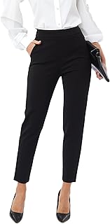 Damen-Arbeitshose, 7/8-Schnitt, konische Hose, hohe Taille, zum Überziehen, Business-Casual-Hose, knöchelhoch