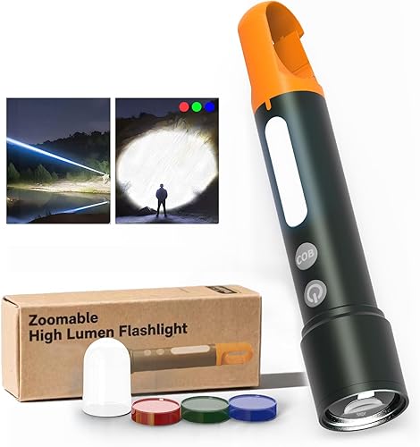 Linternas recargables de alto lúmenes, 9 modos, 20000 lúmenes, potente linterna táctica con zoom, luz de flash fuerte súper brillante para el hogar,