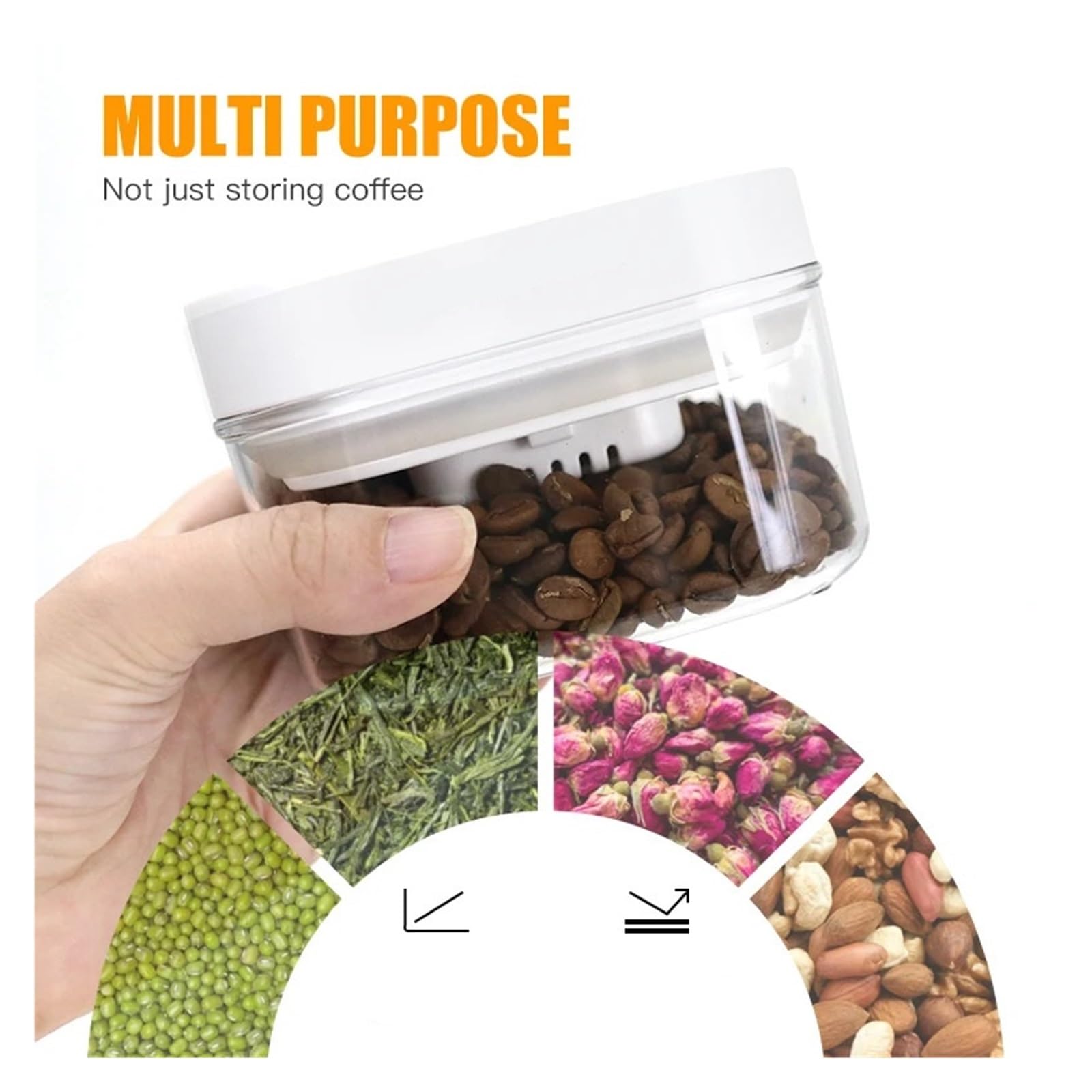 Kaffeebohnen-Vorratsbehälter, versiegelter Tank, Getreidetee, Vakuum, luftdichter Kanister, Dosen, Küchen-Barista-Zubehör, Werkzeuge für Kaffeebohnen, Zucker(450ml)
