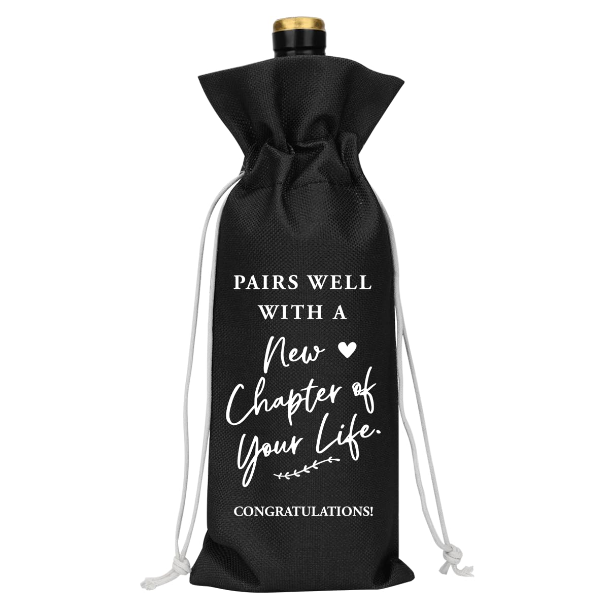 YUANHAO Black Moving Away Gifts for Friends Coworkers Farewell Leaving Goodbye New Beginnings Gifts for Women Men Pairs Well with New Chapter Wine Bag D New Cha