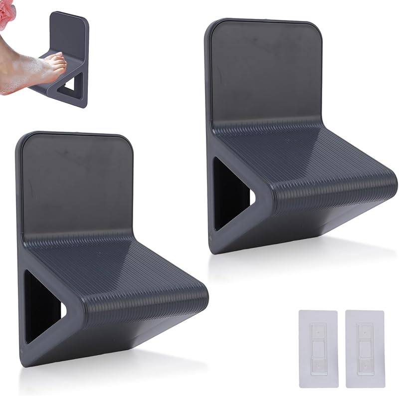 Agatige Apoio Triangular de Parede para Banho e Barbear as Pernas, Cinza, Pacote com 2