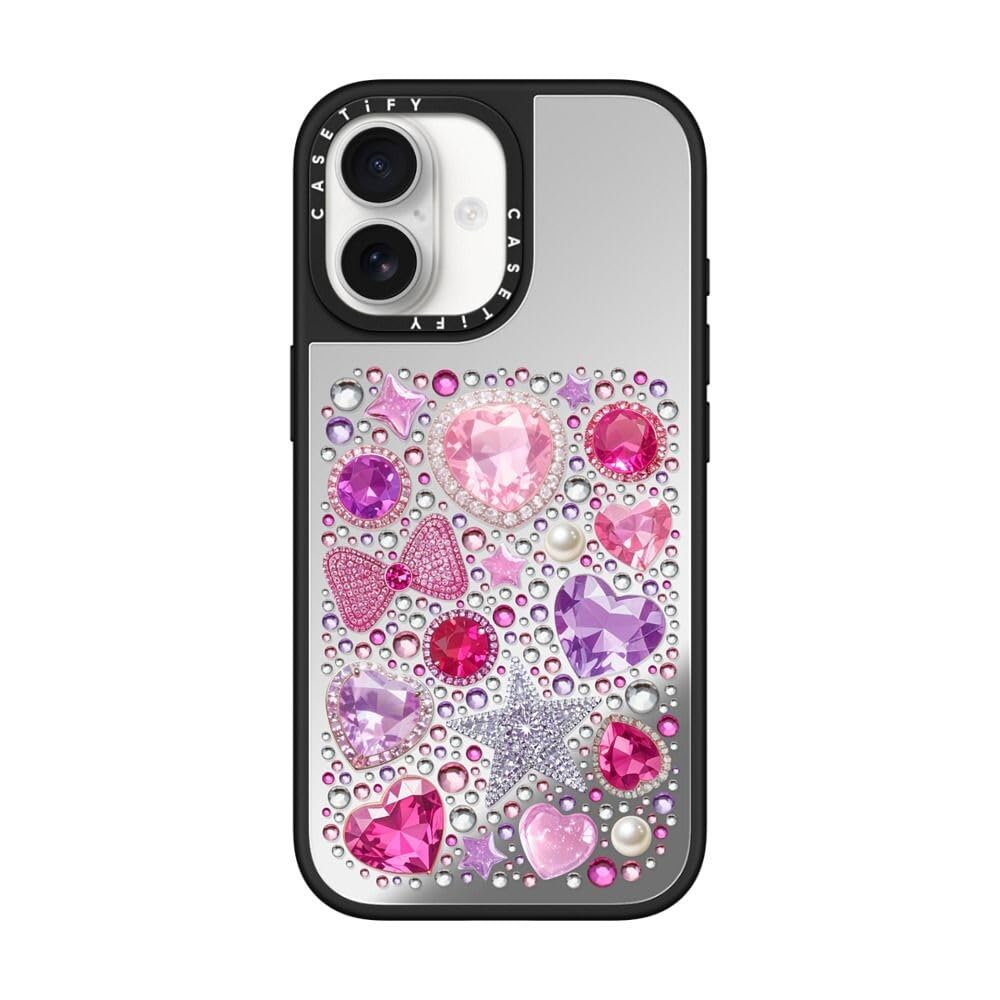 CASETiFY ミラー iPhone 17 ケース [鏡面(スマホカバー)/MagSafe対応/指紋防止] - Bijoux Decoration - シルバー (ブラックバンパー)