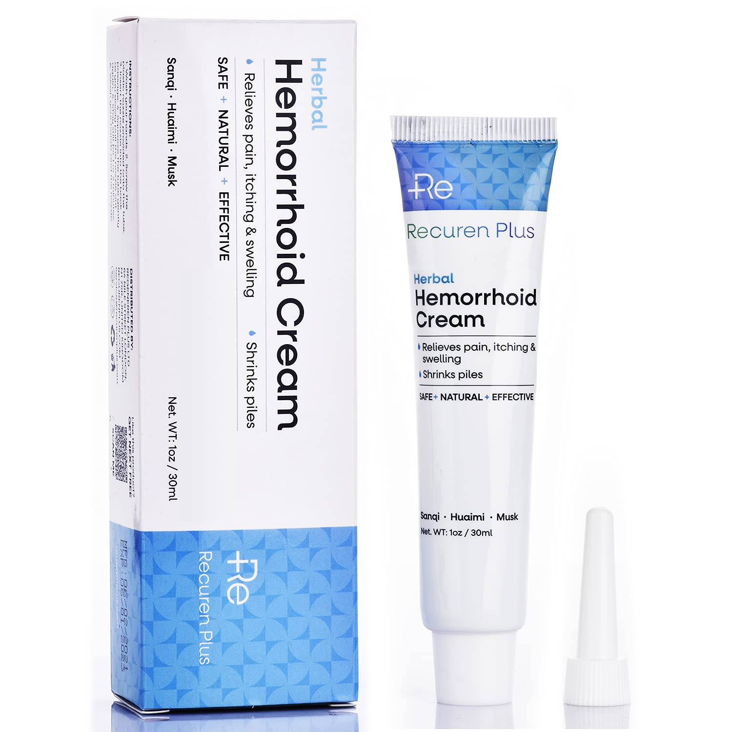 Buy Recuren Plus Natural Herbal Hemorrhoid Cream with 4 Nozzles, Piles