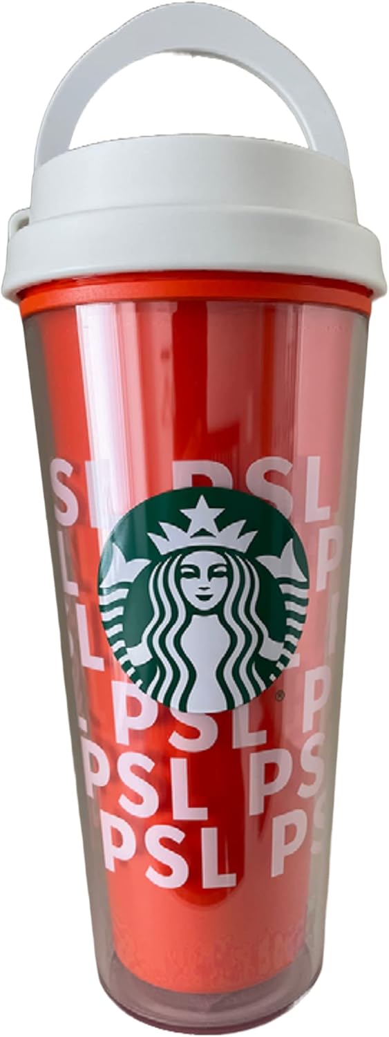 STARBUCKS PSL Pumpkin Spice Latte Tumbler with Lid, Handle and Charm 16 fl oz, Silver, 20 cm x 8 cm - Image 3