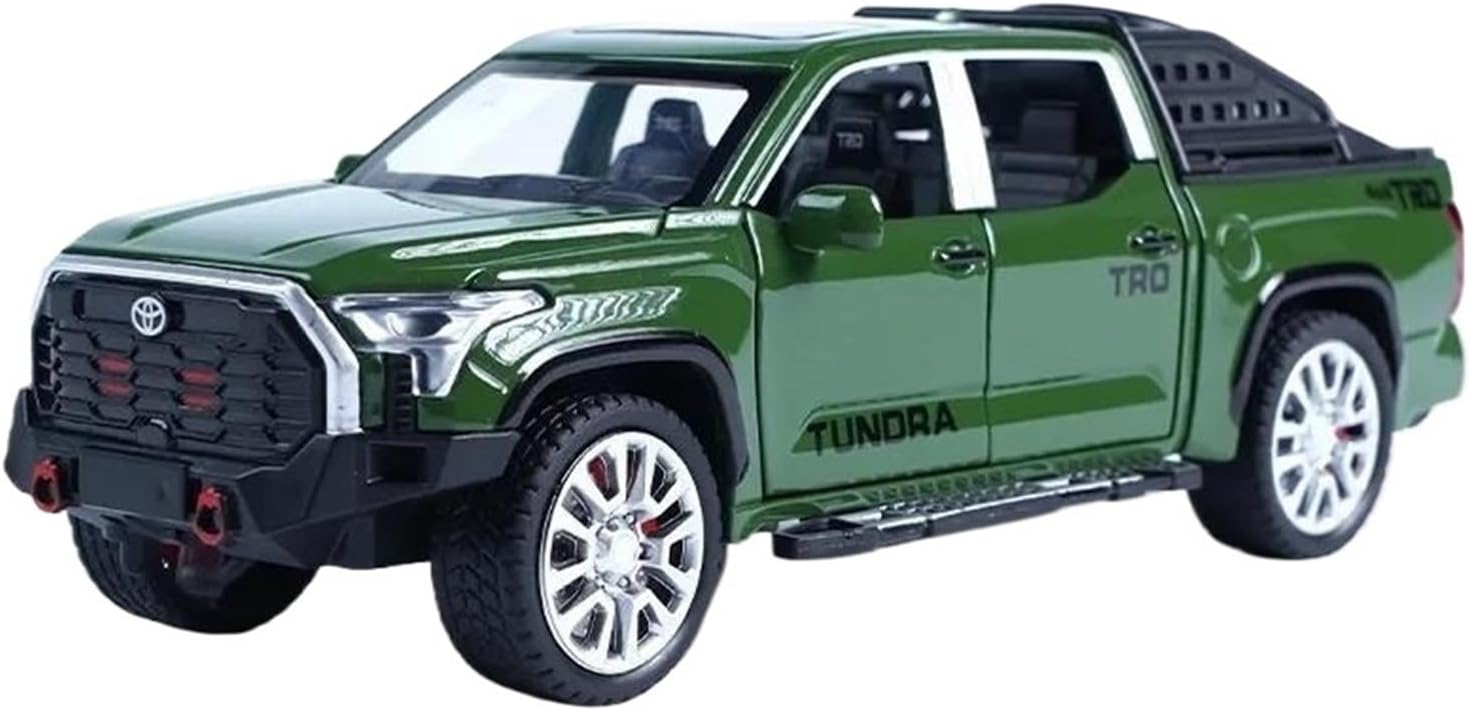 Scale car Model 1:32 for Tundra Pickup Car Diecast Metal Off-Road Vehicle Exhibition Area Model Suitable for Decoration(Green)