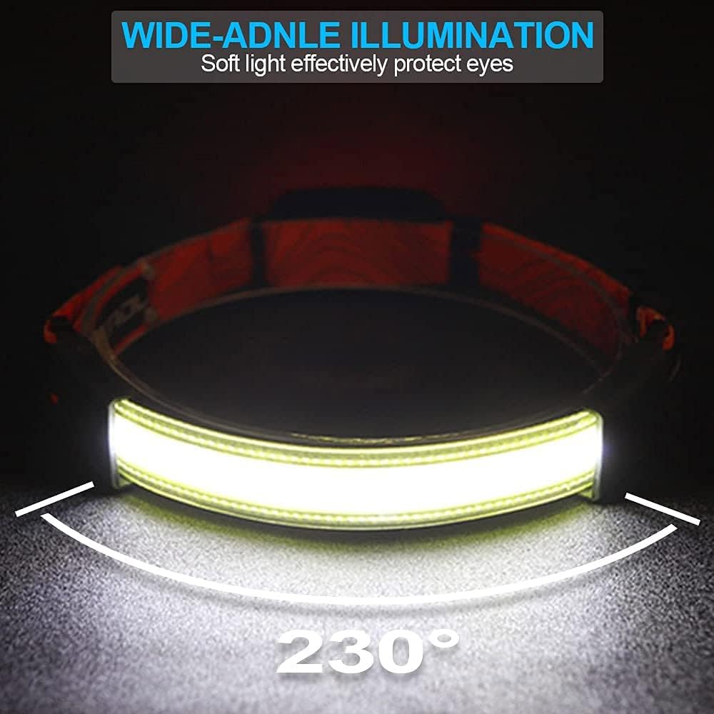 Led Headlamp Rechargeable, 1200LM Headlamp with Power Indicator & 230°Wide-Angle, Super Bright Headlight with Red Taillight & 8 Clip, 3 Mode, Waterproof Lightweight Head Lamp for Hiking Running 2 Pack : Everything Else