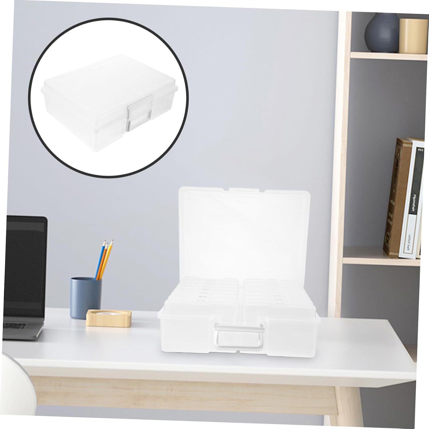 Luxshiny Photo Organizer Box Large Storage Box Lids Transparent Plastic Photo Storage Containers