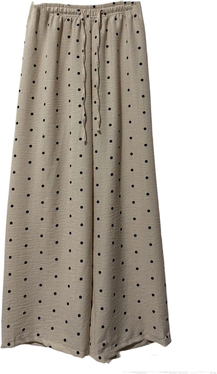 Womens Palazzo Pants Polka Dot Summer Fashion High Waisted Wide Leg Drawstring Flowy Lightweight Casual Trousers