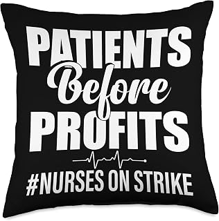 Patients Before Profits Nurses On Strike Throw Pillow
