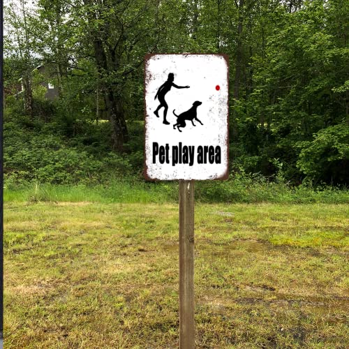 Eeiokgms Pet Play Area Park Sign Outdoors Dogs And Cats Art People Minimalistic Tin Metal Sign Wall Mural Decoration Retro Outdoor Weekend #TOP5