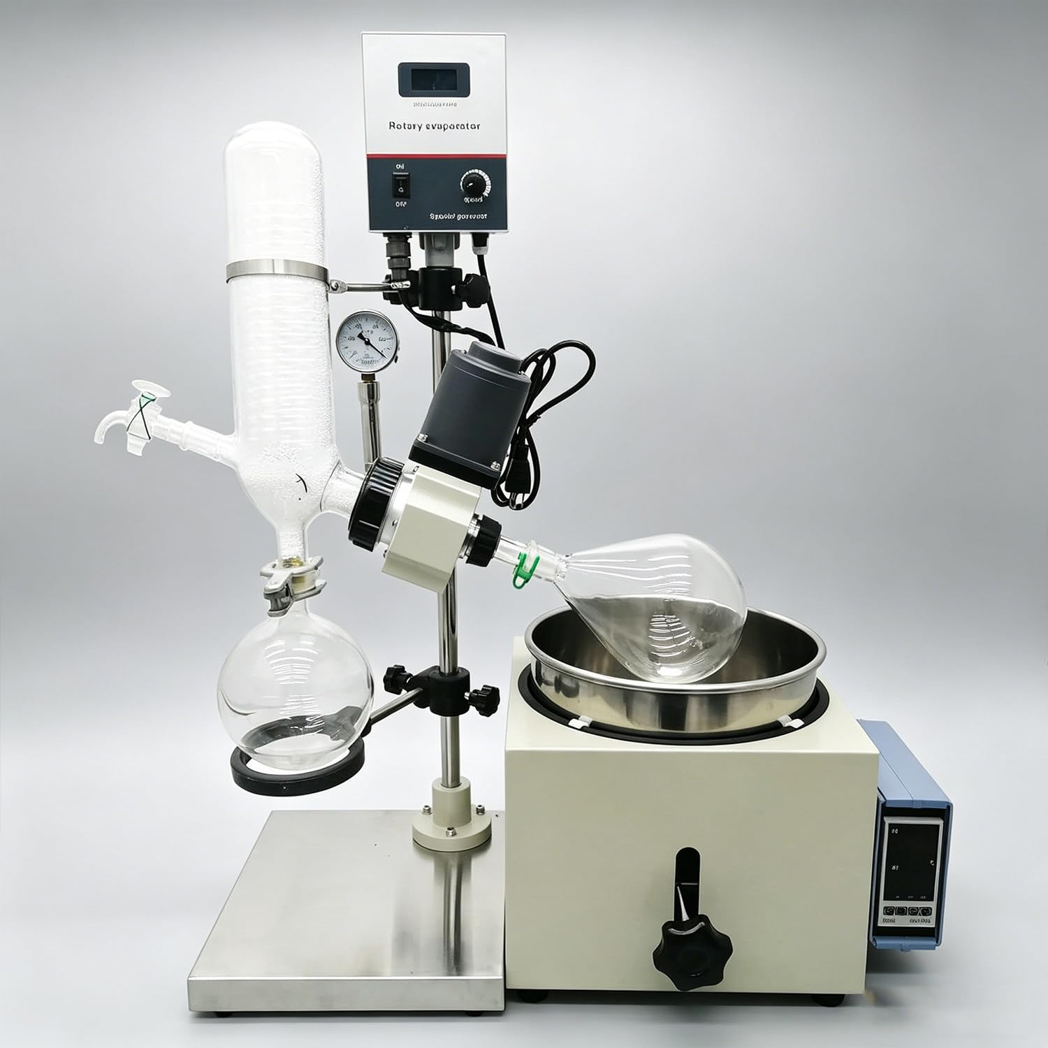 DHMYDPDZ 2L Suitable Laboratory Evaporation, Evaporator Rotary Apparatus, Rotary Evaporator Kit, Manual Lifting lab Rotavap, Water Bath, 10-180rpm, Lab Digital Control Vacuum Evaporator 3L