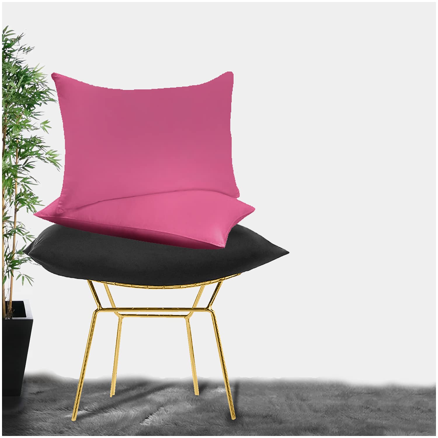 Super Soft Percale Pillowcases, Easy Care Plain House Wife Pillow Cases 2 Pack Housewife Pair Pillows Cover, Fuchsia, 50x75 — image 1