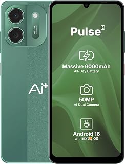 AI+ Pulse 2, 6.745 inch HD+ Display, 4GB RAM, 64GB Storage, Android 16, Unisoc T7250 Octa Core, 50MP Camera, 6000mAh Battery (Green)