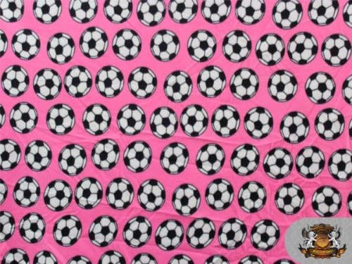 Forro polar impreso, pelota de fútbol rosa, tela, por yarda