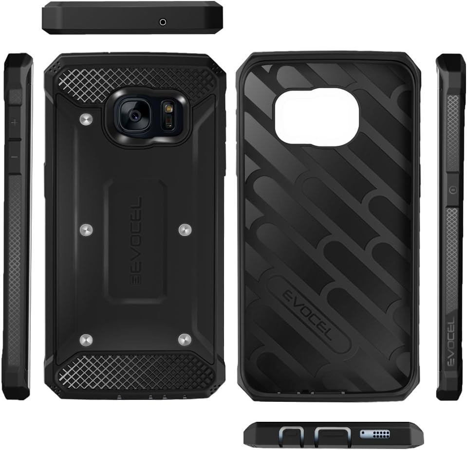 Galaxy S7 Edge Case, Evocel [Explorer Series] Premium Full Body Case with Rugged Belt Clip Holster for Samsung Galaxy S7 Edge (SM-G935 / 2016 Release), Black (EVO-SAMG935-ZZ01)