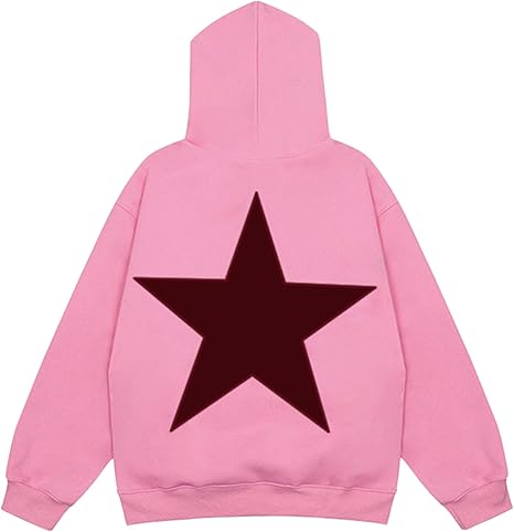 Vamtac Embroidered Star Graphic Hoodie at Front and Back Y2K Oversized Long Sleeve Pullover 2025 Trendy Outfits