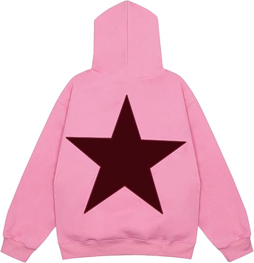 Vamtac Embroidered Star Graphic Hoodie at Front and Back Y2K Oversized Long Sleeve Pullover 2025 Trendy Outfits