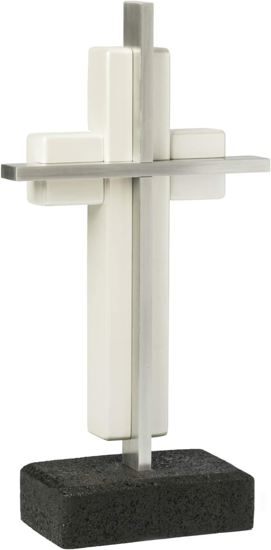 The Unity Cross ® Pearl White & Brushed Aluminum; Unity Candle Unity Sand Elegant Alternative
