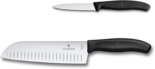 Miniatura 8 de Victorinox Cuchillo Santoku clásico suizo de 7 pulgadas con hoja Granton