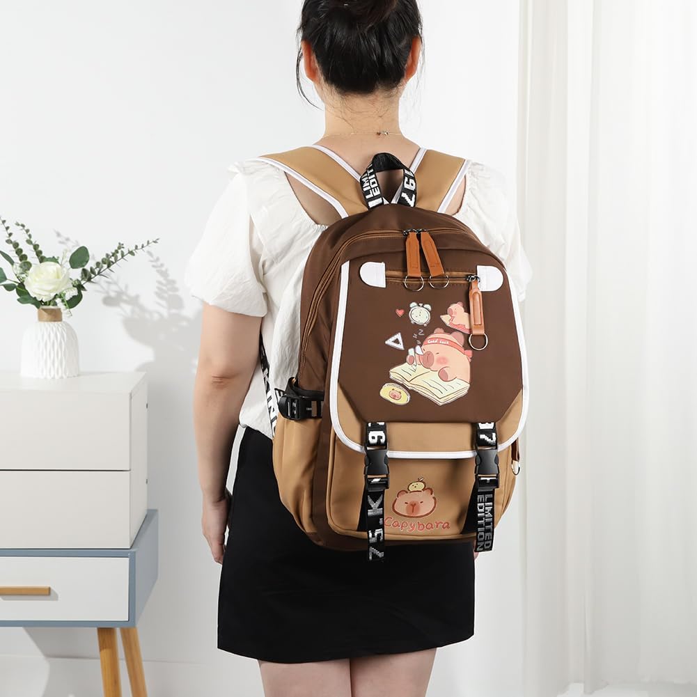 Lushandy Capybara Backpack, Cute Capibara Backpacks Kawaii Kapibara Stuff Large Cartoon Capybara Bag Ita Bag - Image 2