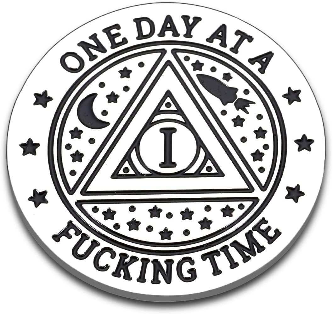 XPENMULBOJA Get Well Soon Sobriety Coin for Men 1 Year Sobriety Coin